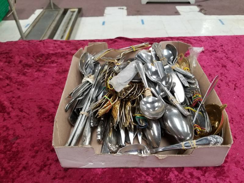 lot 6611 image: Box Full of Various Silverware