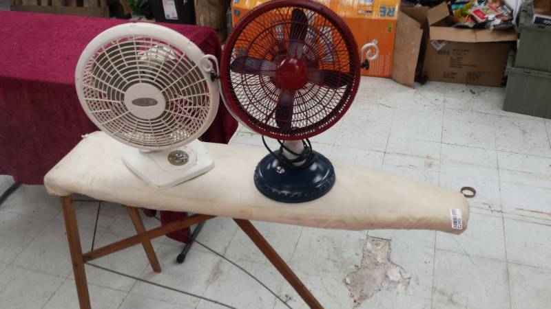 lot 10472 image: Wood Ironing Board and Electric Fans Lot
