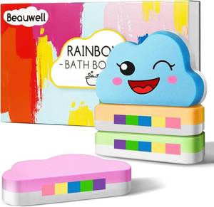 lot 6091 image: Rainbow Bath Bombs for Kids, Handmade 4 Pcs Kids Bath Bombs Gift Set for Girls Teens Toddler Rainbow Bubble Fizzy