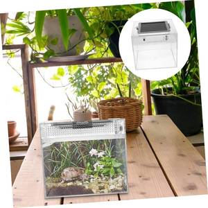 lot 8030 image: Reptile Box for Turtles Lizards and Insects Waterproof Terrarium Sliding Door and Ventilation PET Supply for Geckos 8X5 12