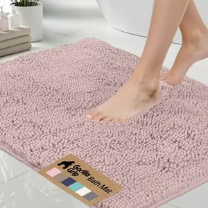 lot 8067 image: GORILLA GRIP Chenille Bath Rug 24x17, Rubber Backing Quick Dry Washable Microfiber Mats, GREEN