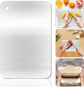 lot 8077 image: Stainless Steel Cutting Boards for Kitchen - Food Grade, Non-Stick Chopping Board for Meat, Fruit, Vegetables - Dishwasher Safe (12 x 8 in)