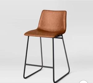lot 20176 image: 24 Bowden Faux Leather Counter Height Barstool with Footrest GRAY - Threshold - Retail $100