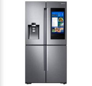 lot 20768 image: Samsung Four-Door Refrigerator with Touchscreen Display and IceWater Dispenser - Retail $4,000