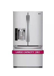 lot 20777 image: LG French Door Refrigerator 24 cu ft with Ice and Water Dispenser - Retail $1,800