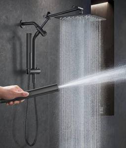 lot 195 image: Veken Shower Head with Handheld, High Pressure Detachable Rainfall Showerheads, Matte Black - Retail $60
