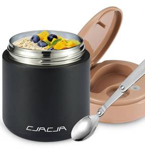 lot 204 image: Thermo for Hot Food Kids - 15.2oz, Leak Proof Insulated Food Jar, Soup Thermo, Insulated Lunch Containers, Termos Para Comida Caliente, Wide Mouth Lunch Box with Folding Spoon and Handle - Retail $15