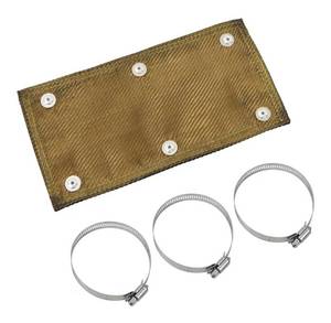 lot 216 image: Pipe Heat Shield Exhaust Pipe Heat Shield 6 x 12, Titanium withstands Temperatures up to 1350°F with 3 Stainless Steel Clamps and A Pair of Gloves - Retail $0