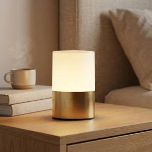 lot 220 image: LomakGlow Small Table Lamp - Rechargeable, Portable, 10 Brightness Levels, Auto-Off Timer, Waterproof, Up to 20-Hours,Warm Light for Bedside, Reading, Dining,Travel, Camping & D�cor-Brass - Retail $39