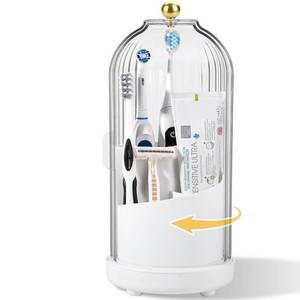 lot 225 image: Toothbrush Holders with Cover Toothpaste Organizer for Bathroom, White - Retail $16