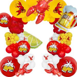 lot 231 image: 122 Pcs Crawfish Party Decorations Crawfish Balloon Garland Kit Crawfish Boil Party Supplies Beer Balloons for Crawfish Lovers Party Decorations - Retail $13