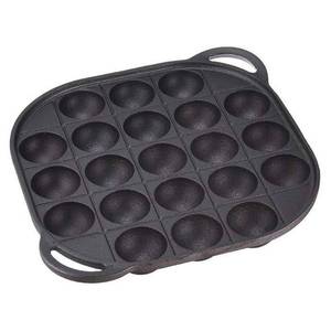lot 240 image: JB HOME COLLECTION, Cast Iron Takoyaki & Aebleskiver Pan �� Japanese Octopus Ball & Danish Pancake Maker, Griddle for Perfectly Round Treats, 21 Molds, 1-Pack - Retail $30
