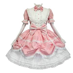 lot 258 image: Jeufoin Women��s Classic Pink Gothic Lolita Dress Detachable Sleeve Multi Layered Halloween Cosplay Costume with Bowknots S Pink - Retail $64