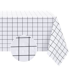 lot 276 image: Romanstile Rectangle Vinyl Tablecloth, 100% Waterproof Oil-Proof Checkered Plastic Table Cloth, Heavy Duty Wipeable Table Covers for Dining, Camping, Picnic, Outdoor - 60 x 84 Inch, White - Retail $21