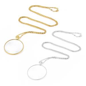 lot 285 image: GOLD CHAIN BROKEN 2PCS Magnifying Glass Necklace, Monocle Pocket Magnifying Glass for Reading, Jewelry Magnifier Monocle Costume, Wearable Magnifying Glasses with Long Chain for Reading Gift - Silver & Gold - Retail $7