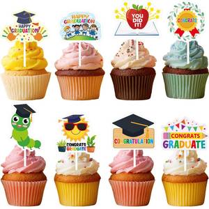 lot 288 image: WorldBazaar 24 PCS Graduation Cupcake Toppers 2026 Kindergarten Preschool Graduate Cupcake Picks Decorations Congrats Grad School Class Activity Party Supplies - Retail $7