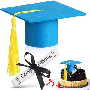 lot 295 image: Geelin 2 Pcs Small Graduation Cap and Diploma Cake Topper 2026 Graduation Party Cake Decorations Supplies(Blue)