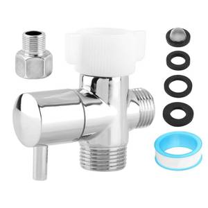 lot 300 image: Bidet T Adapter With Shut off Valve, Metal T Valve for Bidet 78 x 78 x 12or 38, 3-way Tee Connector Bidet Attachments for Bathroom Installation - Retail $10