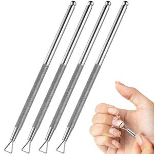 lot 304 image: Beavorty 8 Pcs Cuticle Remover Tool Nail Gel Cuticle Pusher Cuticle Pusher Remover Nail Peeler Scraper Nail Pusher Tool Triangle Nail Polish Remover Cuticle Tools Mounter Stainless Steel - Retail $9