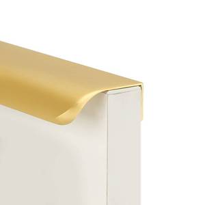 lot 320 image: Goldenwarm 5 Pack 6-14 Inch Matte Gold Finger Pulls Cabinet Edge Pulls Brushed Brass Drawer Handles Edge Hardware for Kitchen Cupboard - Retail $23