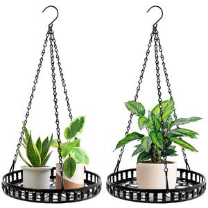 lot 325 image: Plant Hanger Indoor Outdoor 2 Pack, Hanging Planter for Indoor Outdoor Plants, Hanging Plant Holder Shelf, Plant Hanging Basket, Decorative Metal Flower Holder - Retail $18