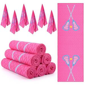 lot 329 image: CrystalSylara 12 Pack Lacrosse Cooling Towels for Neck Face 39.4x11.8 Inch Instant Cooling Neck Wraps for Hot Weather Sports Team Gifts for Players Coaches Enthusiasts(Pink) - Retail $18