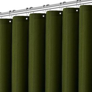 lot 330 image: PANGSINNE Waffle Shower Curtain Deep Green, Stall Shower Curtain, Heavy Duty Fabric Shower Curtains, Hotel Quality Bathroom Army Green Shower Curtains, 60 x 72 Inches - Retail $1,423
