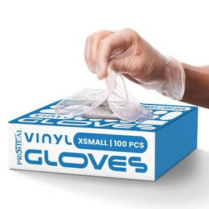 lot 333 image: ProHeal Vinyl Disposable Gloves X Small - 100 Clear Food Safe Cooking and Household Cleaning Gloves - Powder Free and Latex Free Kitchen Glove for Meal Prep and Food Service - Retail $9