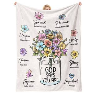 lot 334 image: Christian Gifts for Women, Christian Blanket with Flowers, Birthday Gifts for Women, Baptism Religious Christmas Spiritual Gifts for Sister Daughter Girls Friend Mom, Soft Throw Blankets 50x 60 - Retail $20
