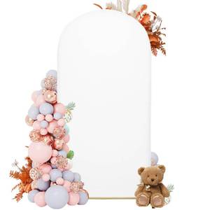 lot 352 image: DREAHOTEXTIL 7.2FT Arch Covers,Arch Backdrop Stand Fitted Cover for Wedding Birthday Party Ceremony Banquet Decoration,(White,Cover Only) - Retail $17
