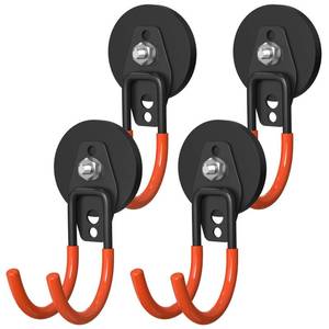 lot 373 image: Lvoess Heavy Duty Magnetic Garage Hooks, 4 Pack 2.59 Inch Large Neodymium Magnet Hooks Magnetic Storage Utility Hooks for Power Drill, Garden Tools,Metal Cabinet, Workshop - Retail $22