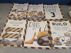 lot 374 image: Birthday Decoration Signs, Third Birthday Truck Theme - Retail $0