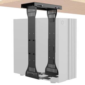 lot 376 image: KEEGH Heavy Duty Under Desk PC Mount Adjustable Under Desk Computer Mount Supports Up to 90 lbs PC Mount with Secure Locking for Standing Desk, Black - Retail $50