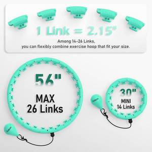 lot 377 image: JLoibao Weighted Hula Circle with 2632 Links(56-66 Inch) for Adults Weight Loss, Infinity Fitness Hoop Plus Size, for Women Smart Exercise Equipment - Retail $65