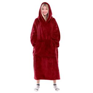 lot 380 image: Waitu Wearable Blanket Sweatshirt for Women and Men, Super Warm and Cozy Giant Blanket Hoodie, Thick Flannel Blanket with Sleeves and Giant Pocket - Red - Retail $40