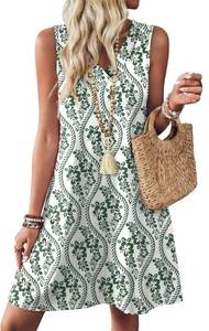 lot 382 image: Wiholl Dresses for Women 2026 Elegant Classy Summer Dresses Beach Vacation Essentials Sundress Spring Dress Sleeveless Hawaiian Boho Tropical Floral Cocktail Dresses Tshirt Dress Cruise Outfits L - Retail $19
