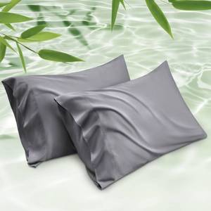 lot 404 image: Bedsure Pillow Cases Queen, Cooling Pillow Cases, Rayon Derived from Bamboo Dark Grey Pillowcases Queen Size Set of 2, PureWoven & Soft Bedding Pillow Cover with Envelope Closure,Gifts, 20x30 Inches - Retail $10