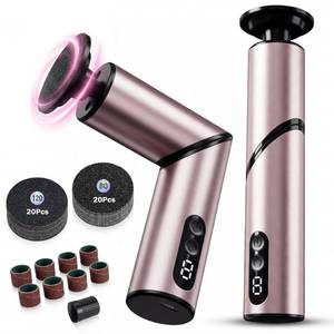 lot 426 image: Electric Foot Callus Remover, Rechargeable Pedicure Kit with 10 Heads & 40 Grit Pads, 3 Speed LED Display, Strong Motor for Heels & Dead Skin, Portable & Foldable Callus Remover for Smooth Feet, Pink - Retail $30