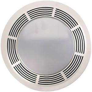 lot 460 image: Appears Pre Owned Broan-NuTone 750 Round Fan and Light Combo for Bathroom and Home, White Grille with Glass Lens, 100-Watts, 3.5 Sones, 100 CFM - Retail $140