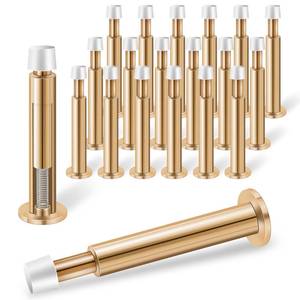 lot 477 image: KOLAKO Door Stop 20 Pack Spring Door Stop Gold Door Stoppers for Bottom of Door, Long Door Stopper with Rubber Bumper Tips Baseboard Doorstop Wall Protector - Retail $42