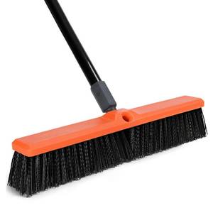 lot 479 image: Pre Owned TreeLen 18 inch Push Broom Outdoor - Heavy Duty Broom for Driveways, Sidewalks, Patios and Deck Cleans Dirt, Debris, Sand, Mud, Leaves and Water-18 Wide Bristles - Retail $21