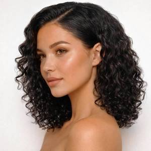 lot 481 image: AUOBAG Synthetic Lace Front Wig Deep Wave, Glueless HD Transparent Lace Wig Natural Looking Black Curly Wig for Women, Heat Resistant Fiber, Beginner Friendly, 1 Piece (1PCS) - Retail $19
