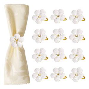 lot 484 image: FEKIDO White Flower Napkin Rings Set of 12, Metal Napkin Holder Rings Table Decorations for Wedding,Fall,Daily Party,Picnics,Banquet,Luncheons,Birthday,Christmas,Valentines,Thanksgiving - Retail $18