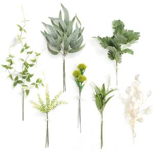 lot 485 image: Serra Flora Artificial Greenery Spray Box Set(Pack of 28pcs) with 7 Kinds of DIY Wedding Bouquet Filler Table Centerpieces and Floral Arrangement (White&Green) - Retail $22