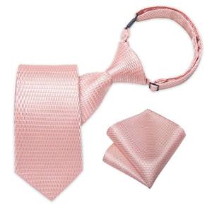 lot 486 image: DiBanGu Boys Pre-tied Neckties and Pocket Square Set Adjustable Strap Tie for Kids Wedding Party Graduation School Uniforms, Rose Gold - Retail $10