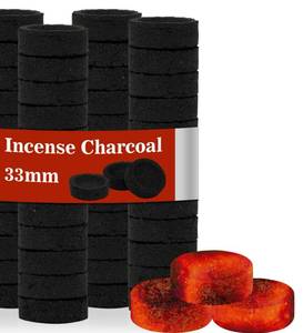 lot 489 image: MAQIHAN 50PCS Incense Charcoal Briquettes - Charcoal Tablets Incense Burner Charcoal Burning Discs Resin Burner Grilling Quick Light Natural Charcoal Bulk Instant Fire Coals Supplies - Retail $7