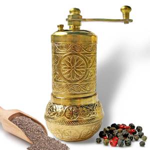 lot 493 image: Pepper Grinder - Manual Spice Grinder - Herb Grinders - Pepper Grinder Mill - Pepper Mill - Spice Grinder - (Gold) - Retail $15