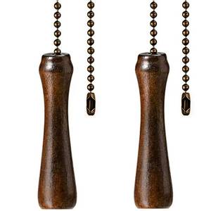 lot 516 image: Akahttbn Decorative Ceiling Fan Ornaments - 12 Inch Walnut Bronze Wooden Hammer Pull Chain Set (Copper Pull Chain) 2 Pcs - Retail $8