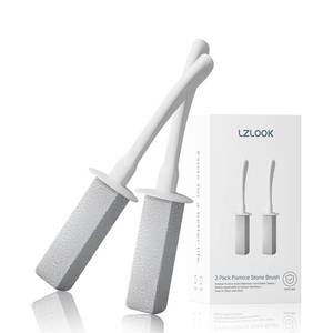 lot 523 image: LZLOOK Toilet Pumice Stone for Cleaning, Toilet Bowl Pumice Stone, Extra Long Handle Toilet Bowl Cleaners for Removing Hard Stain Lime. Ideal for Toilet Bathroom Sink Grill Pool(2 Pack White) - Retail $9