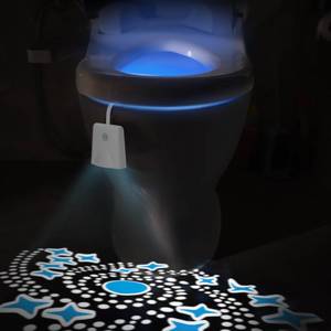lot 534 image: LAVAED Toilet Night Lights 16 Color Changing,Motion Sensor Activated Detection LED Projection Nightlight Rechargeable Potty Training Toilet Light Cool Gadgets for Bathroom Decor Perfect Gifts - Retail $10